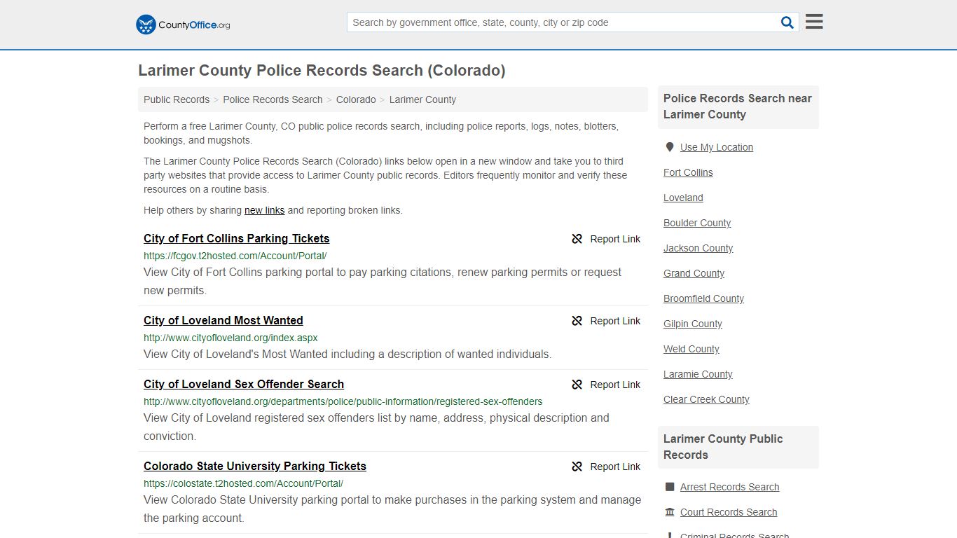 Police Records Search - Larimer County, CO (Accidents ...